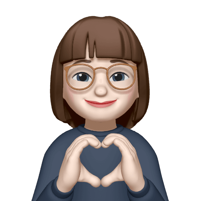 Memoji of Katharina Clasen forming a heart with her hands.